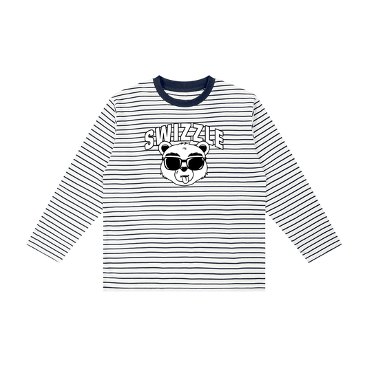 "SWIZZLE BEAR" Kid's Striped Long Sleeve T-Shirt