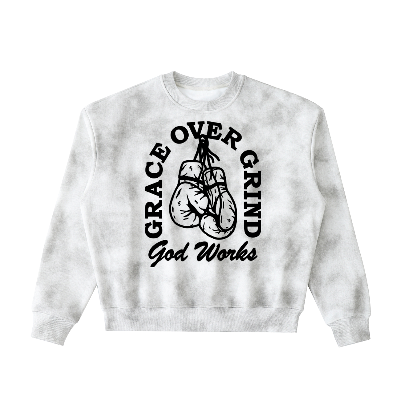 Grace Over Grind Dirty Washed Boxy Fleeced Sweatshirt